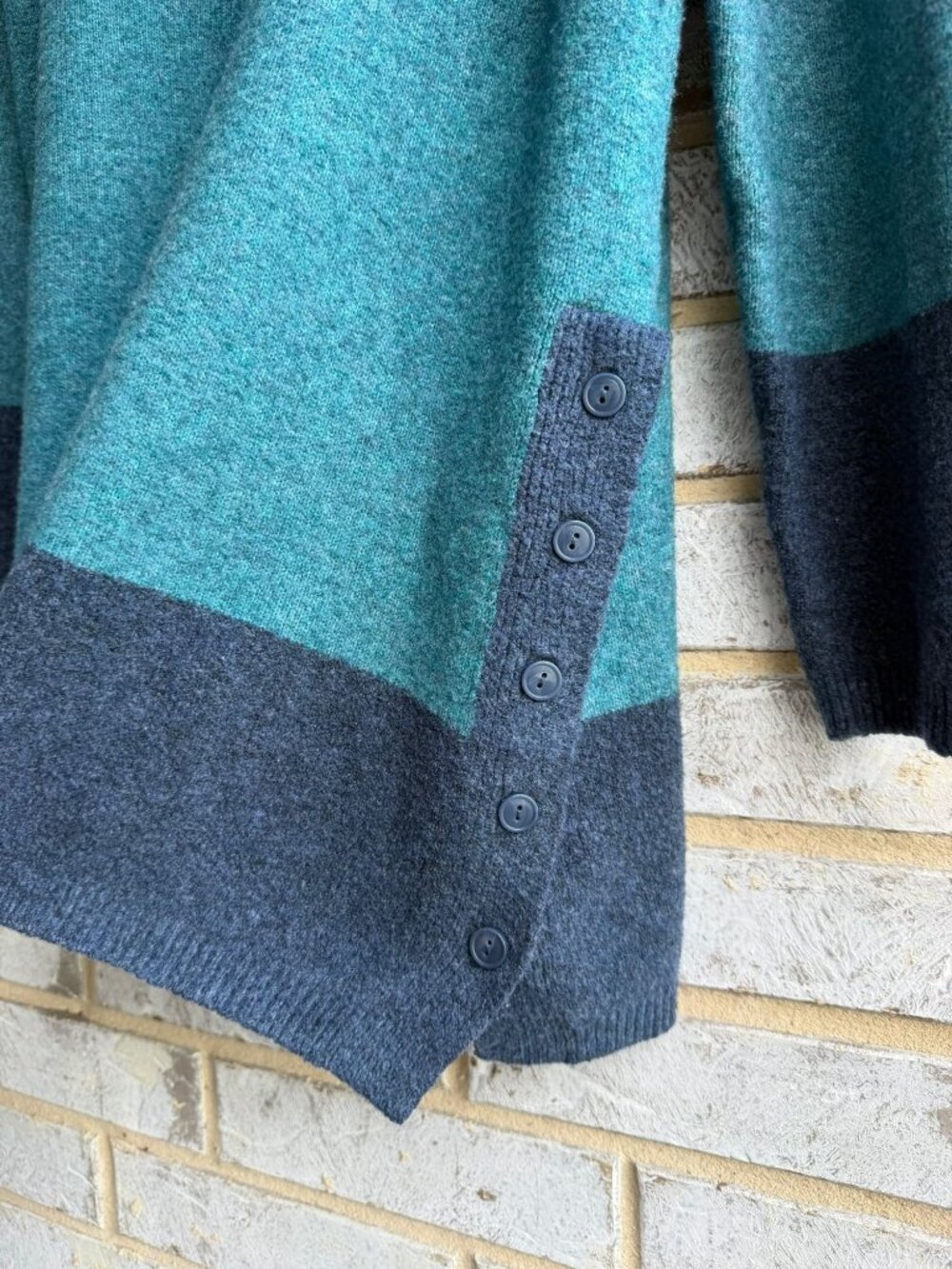 Soft Surroundings Long Sleeve Shawl Neck Teal Blue Pullover Tunic Sweater Size M - Picture 7 of 8
